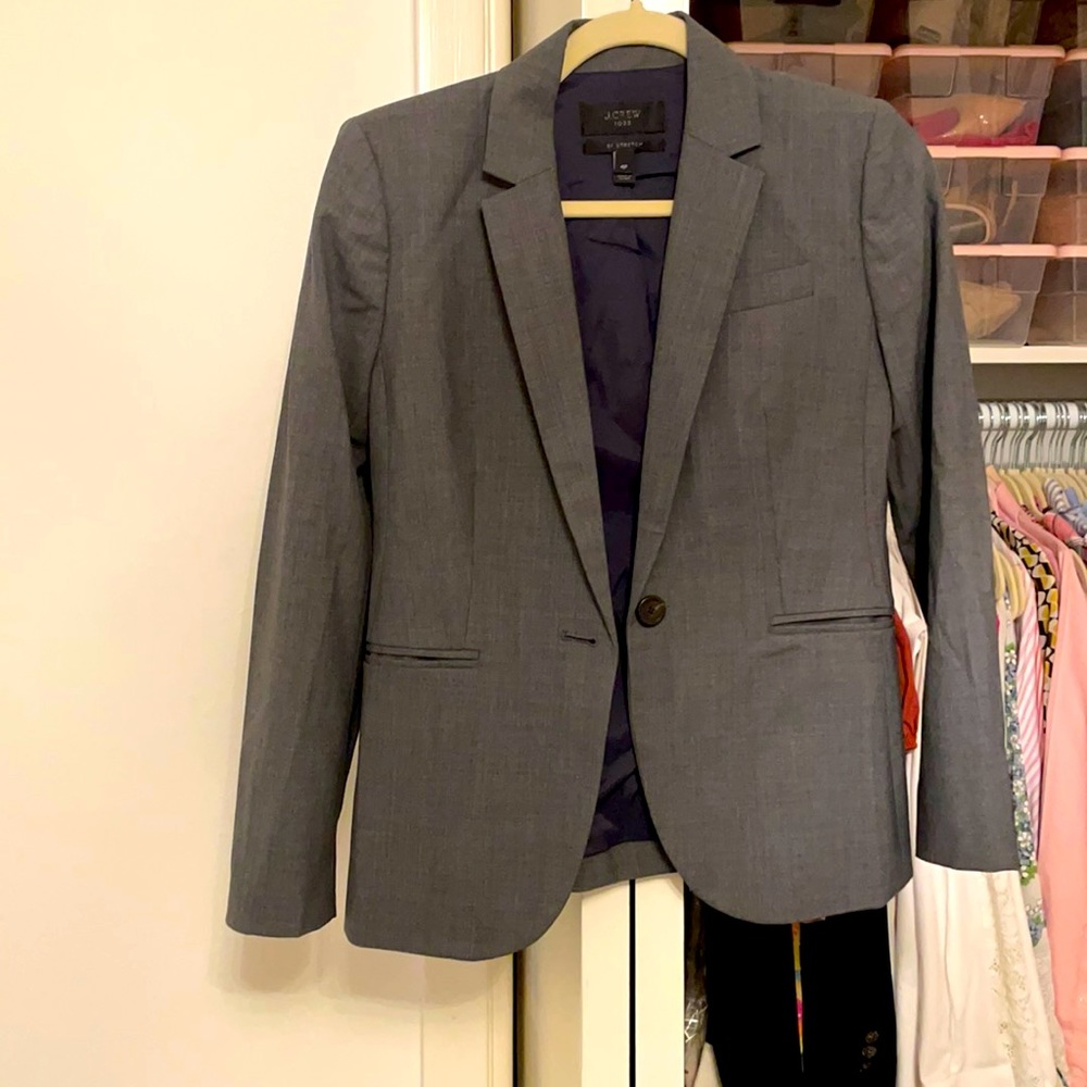 J Crew Italian Stretch Wool Suit Jacket Blazer